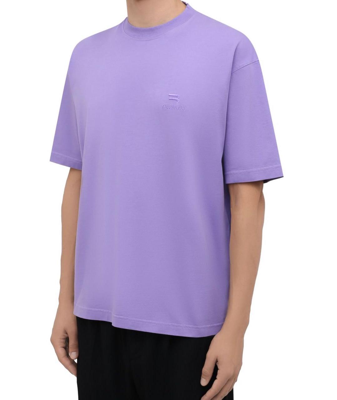 BALENCIAGA Фиолетовая хлопковая футболка, фото 2
