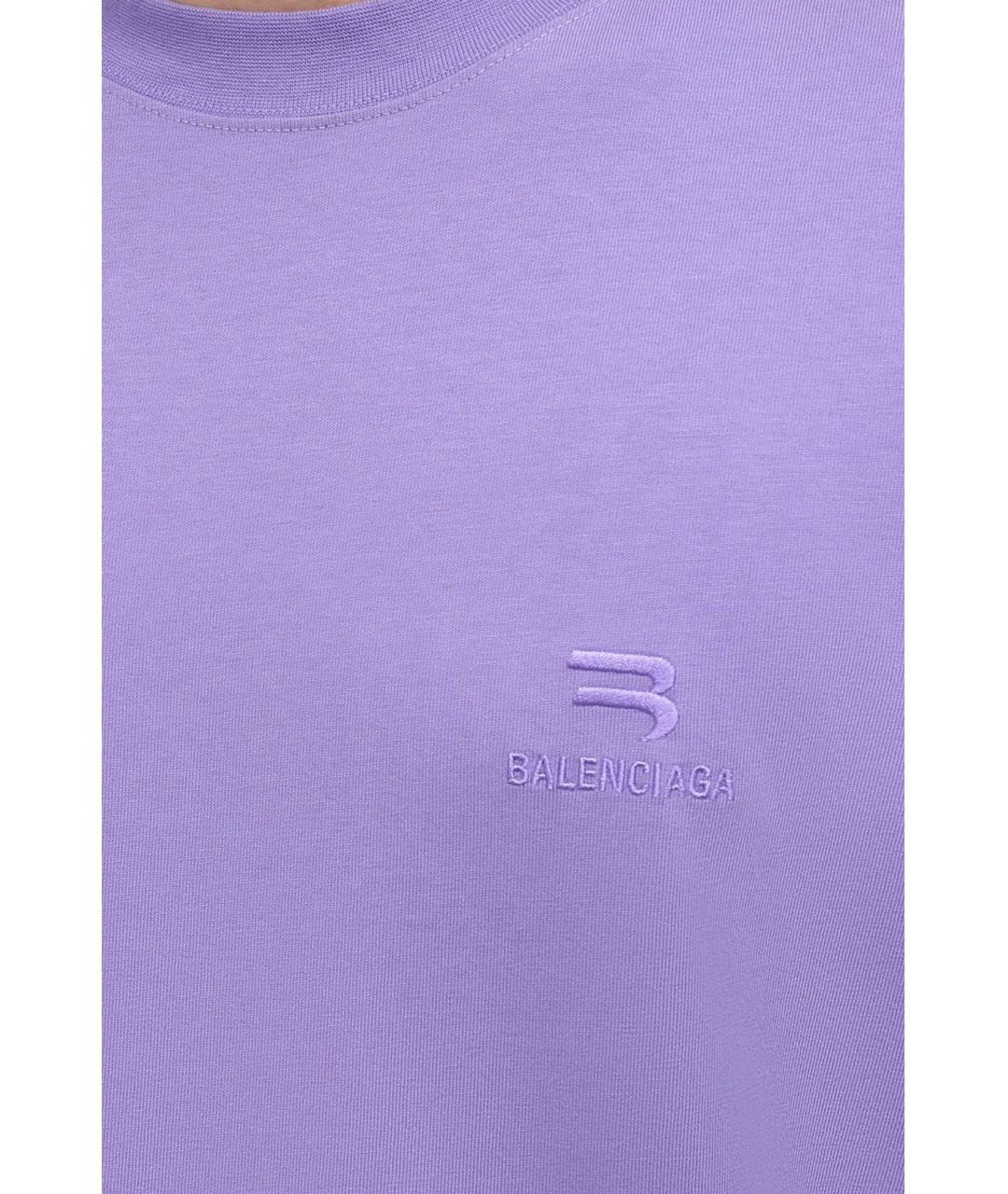 BALENCIAGA Фиолетовая хлопковая футболка, фото 4