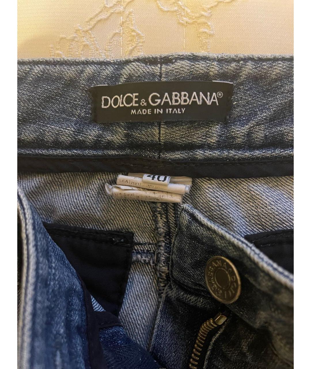 DOLCE&GABBANA Темно-синие хлопковые джинсы слим, фото 3
