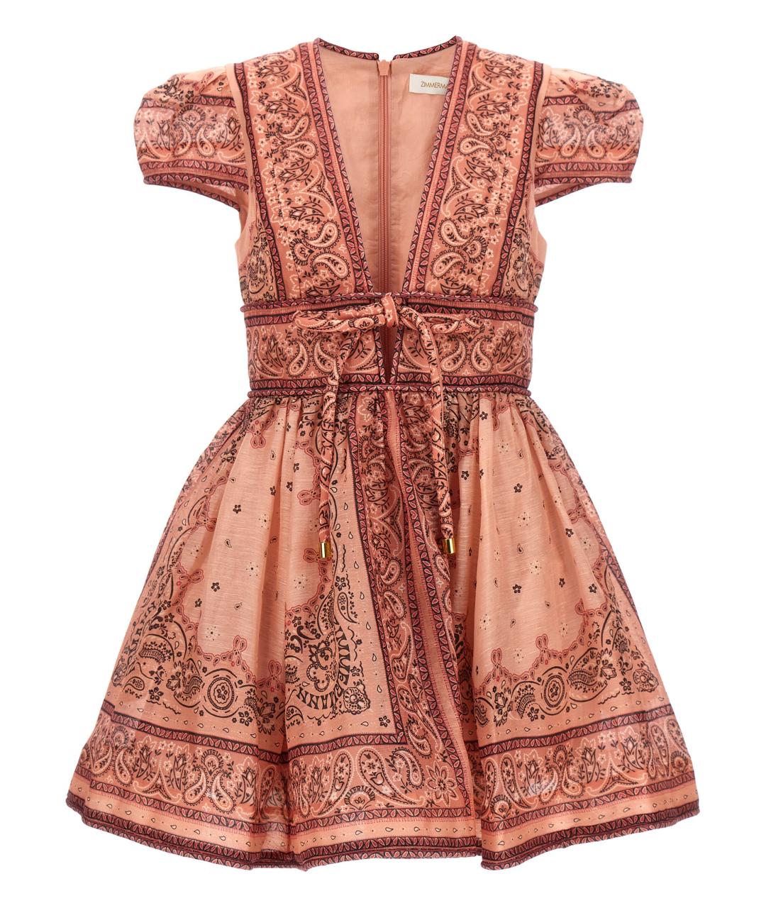 ZIMMERMANN Розовое льняное повседневное платье, фото 1