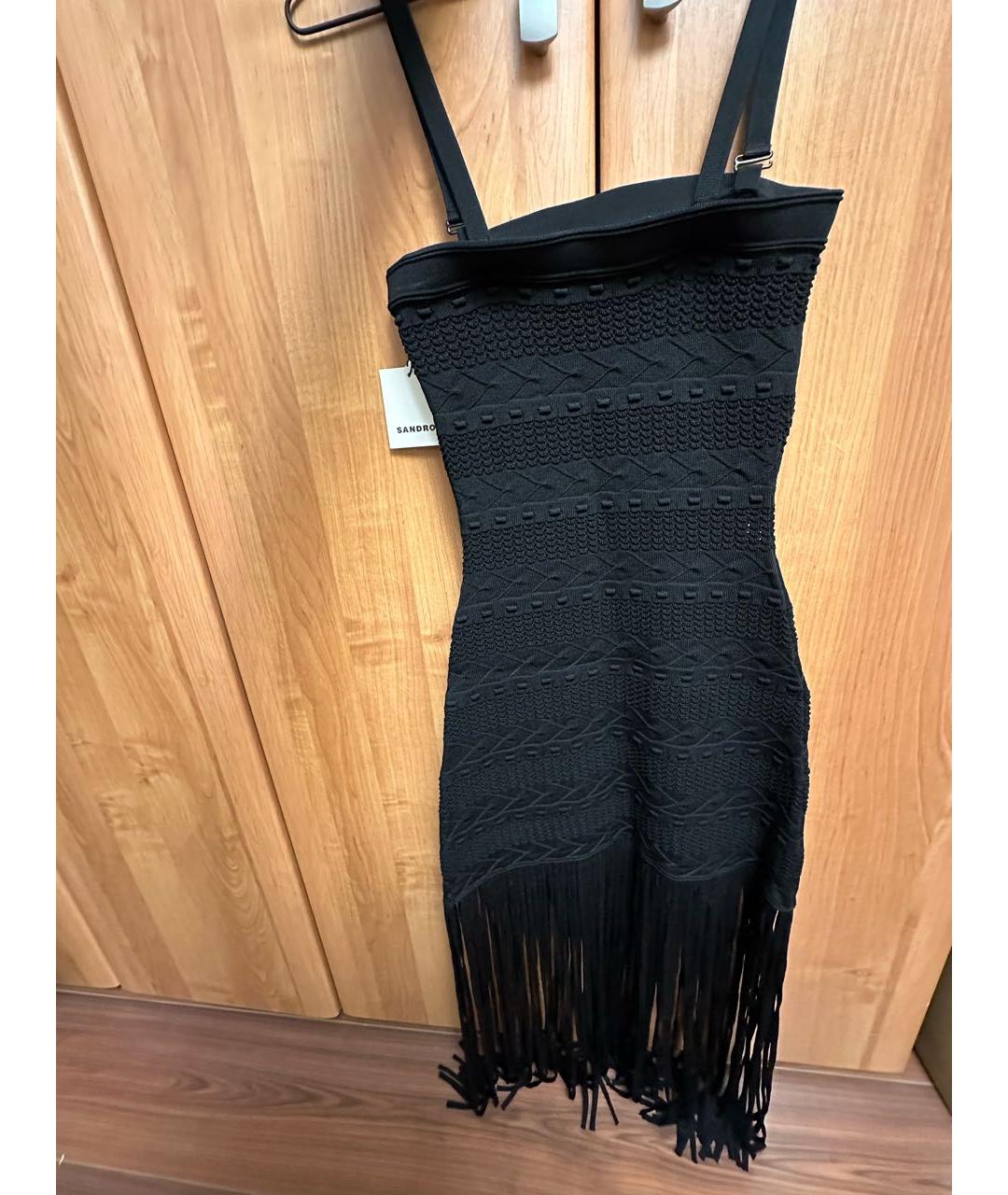 SANDRO Черное вискозное повседневное платье, фото 2