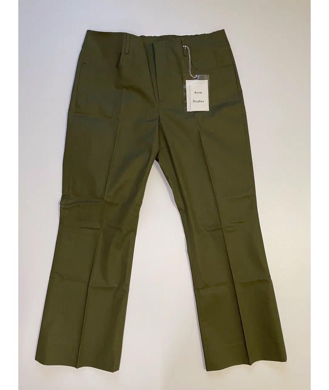 ACNE STUDIOS Зеленые хлопковые прямые брюки, фото 7