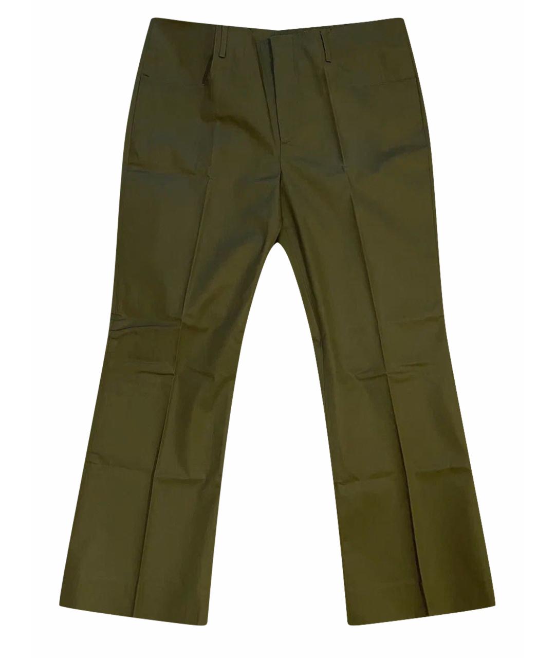 ACNE STUDIOS Зеленые хлопковые прямые брюки, фото 1