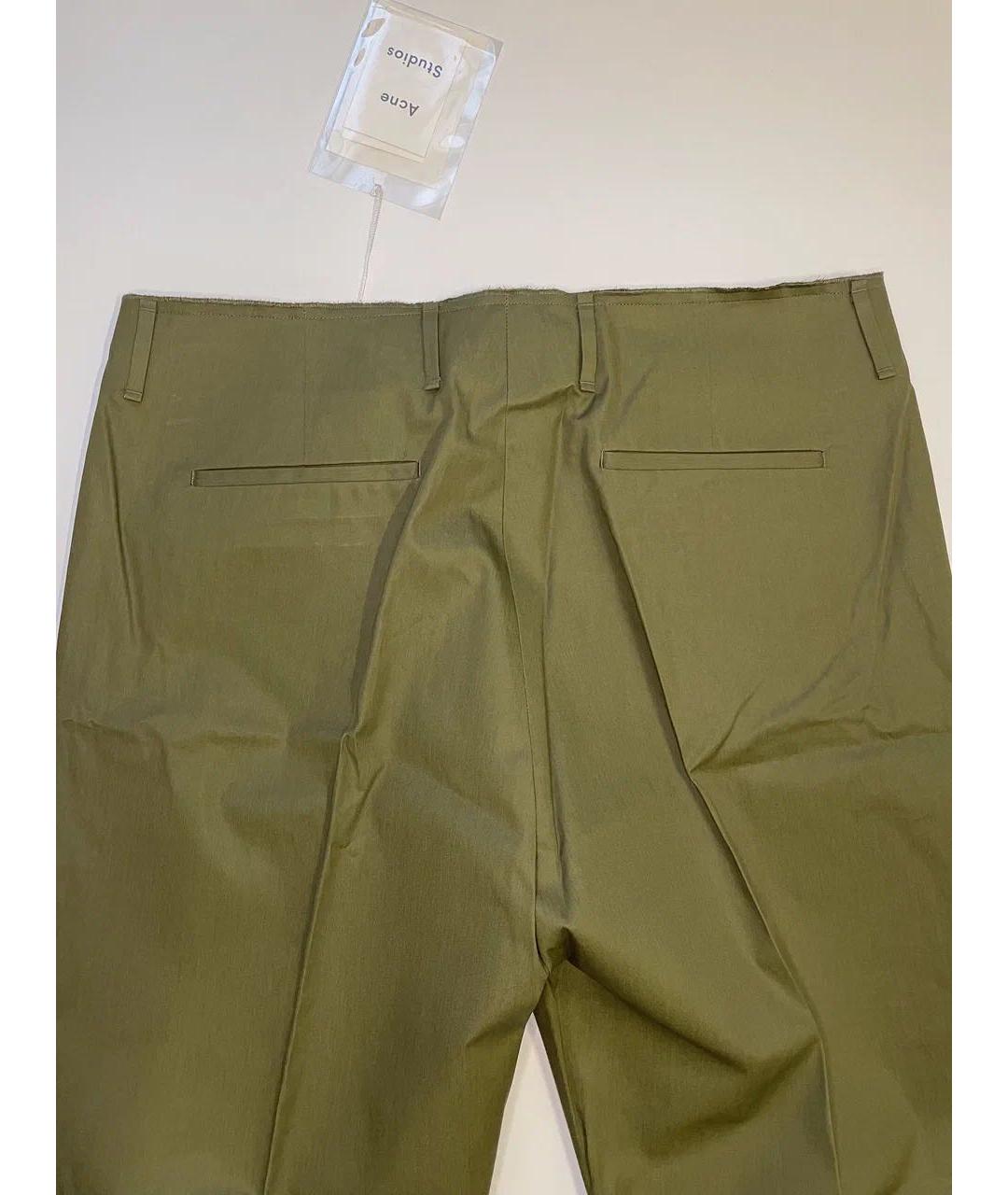ACNE STUDIOS Зеленые хлопковые прямые брюки, фото 4
