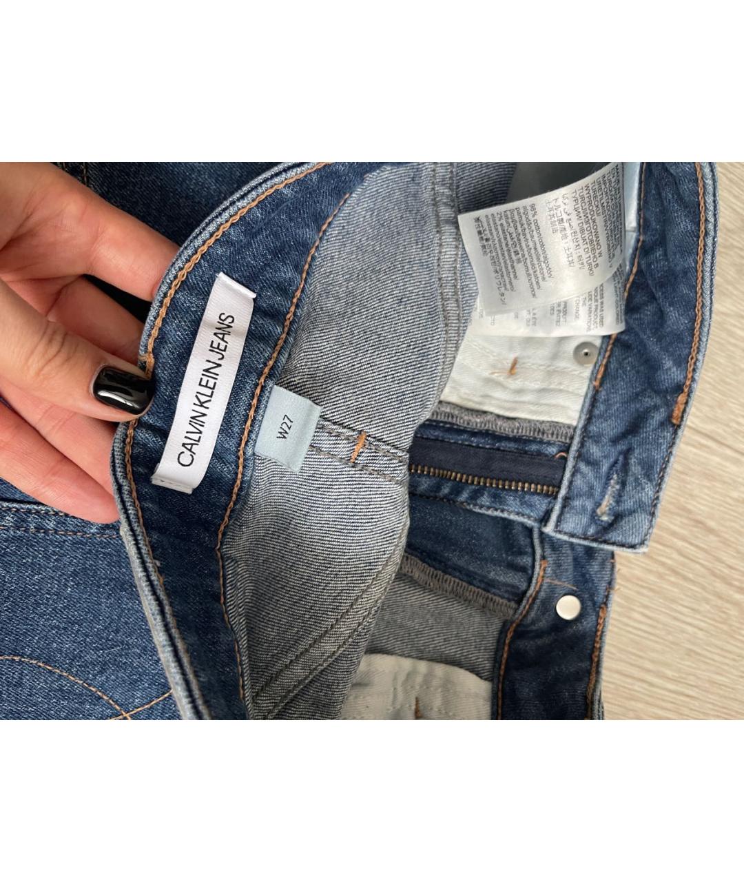 CALVIN KLEIN JEANS Синяя деним юбка мини, фото 4