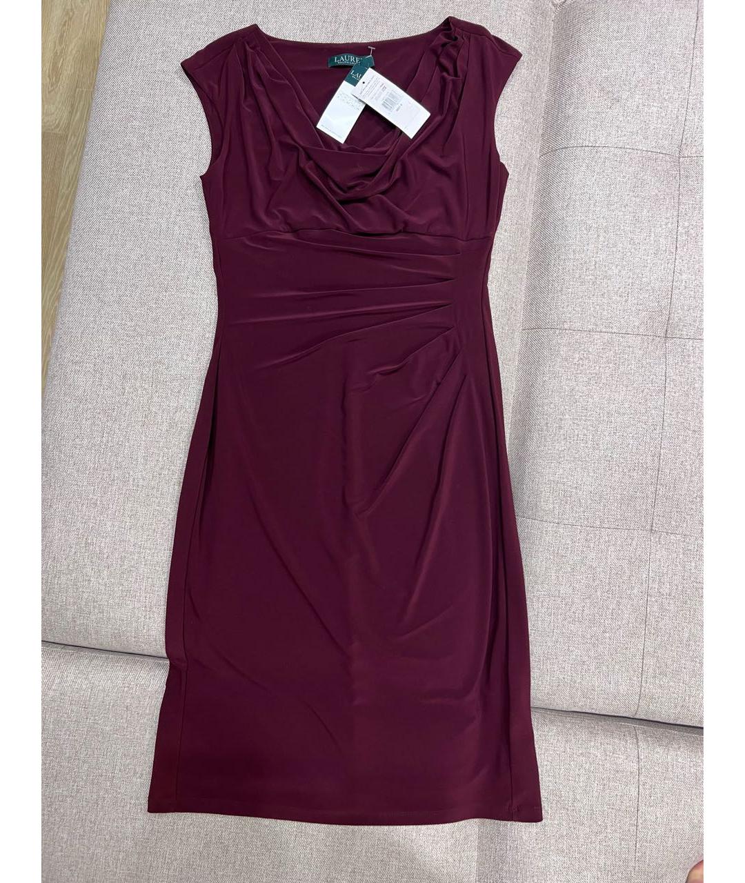RALPH LAUREN Бордовое полиэстеровое вечернее платье, фото 5