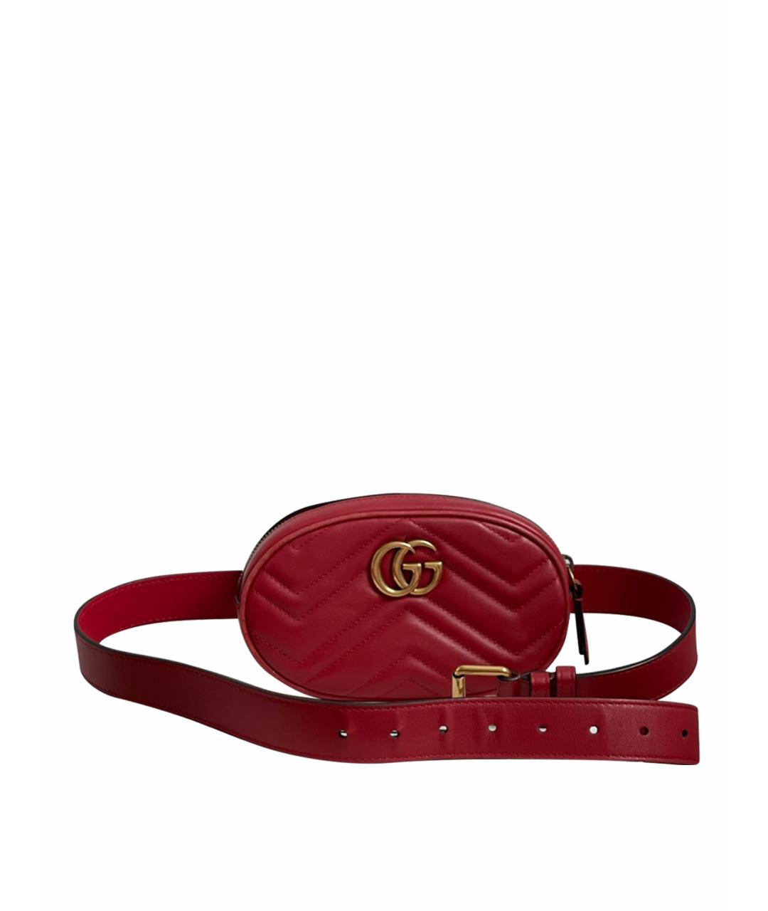 GUCCI Красная кожаная поясная сумка, фото 1