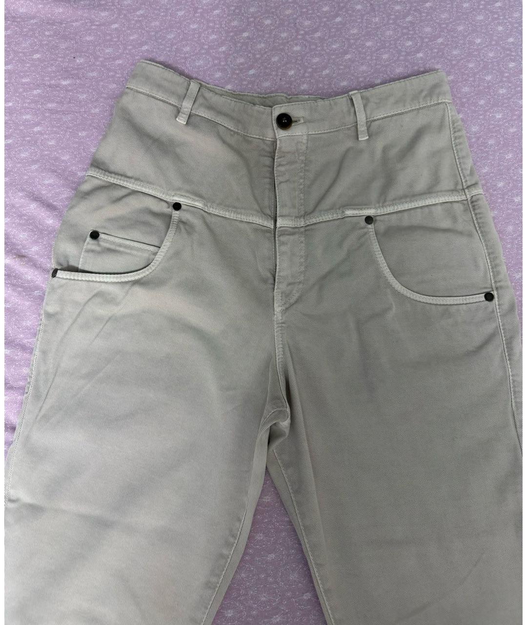 BRUNELLO CUCINELLI Бежевые хлопковые брюки широкие, фото 3