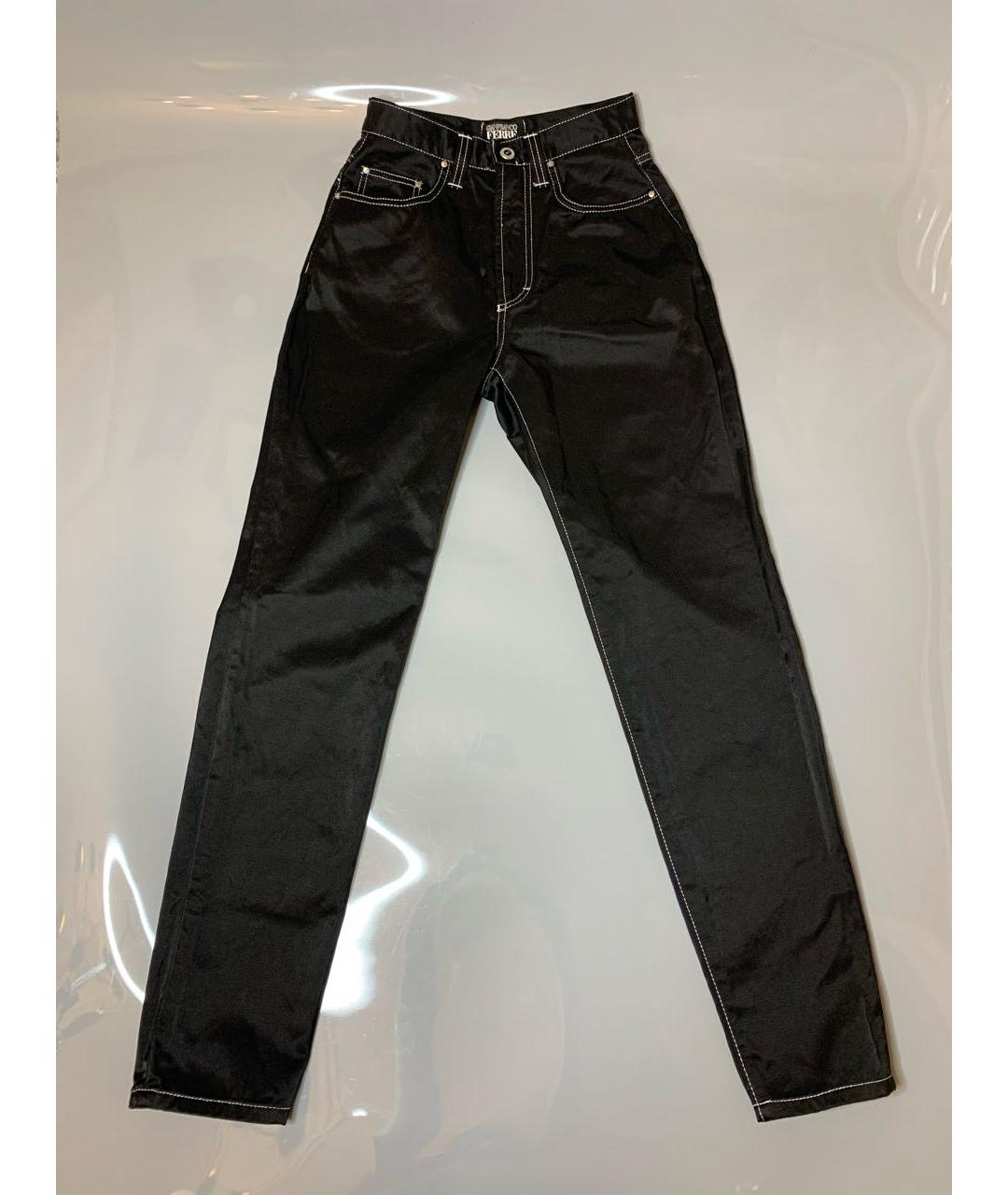 GIANFRANCO FERRE Черные хлопко-полиэстеровые джинсы слим, фото 2