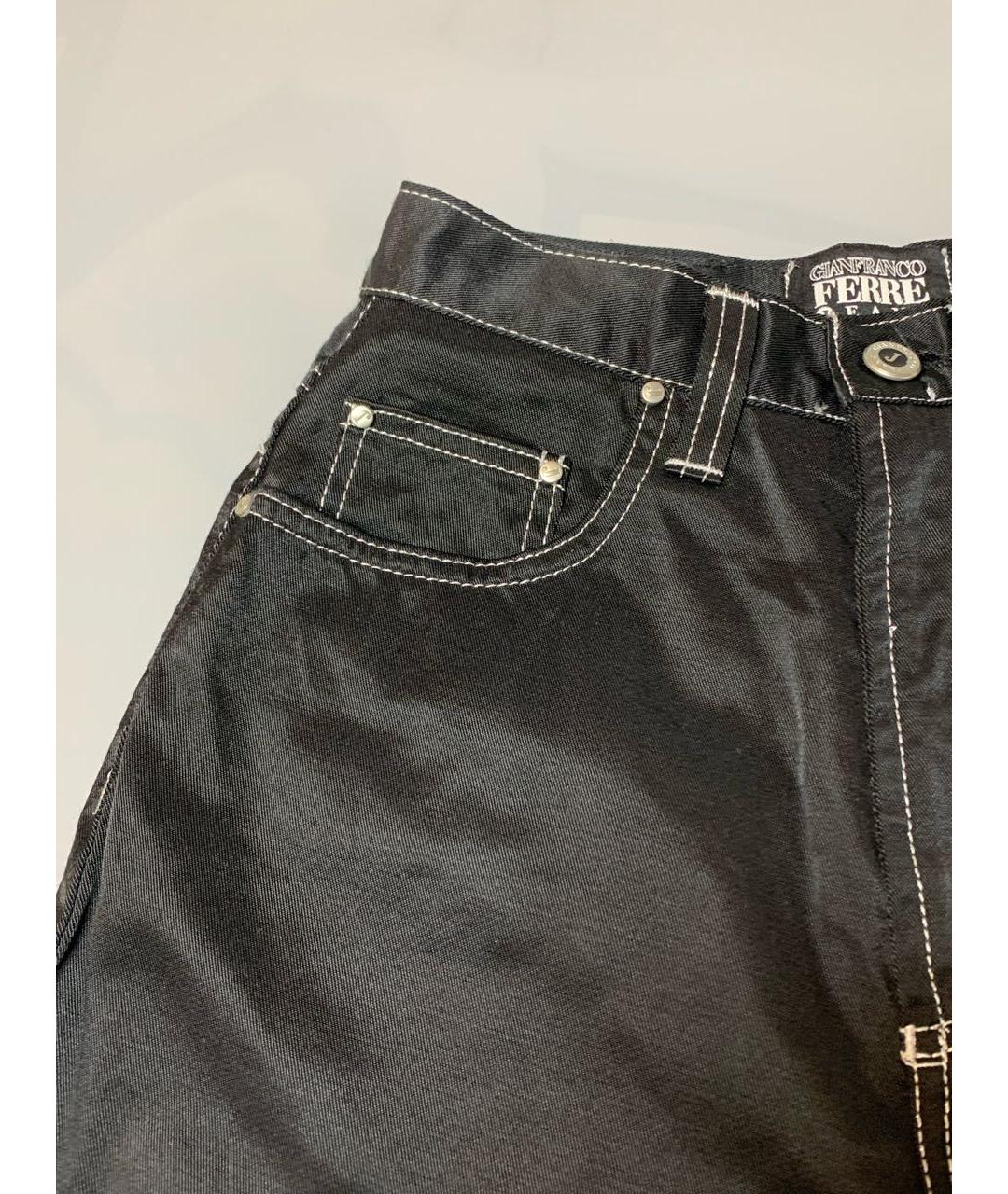 GIANFRANCO FERRE Черные хлопко-полиэстеровые джинсы слим, фото 4