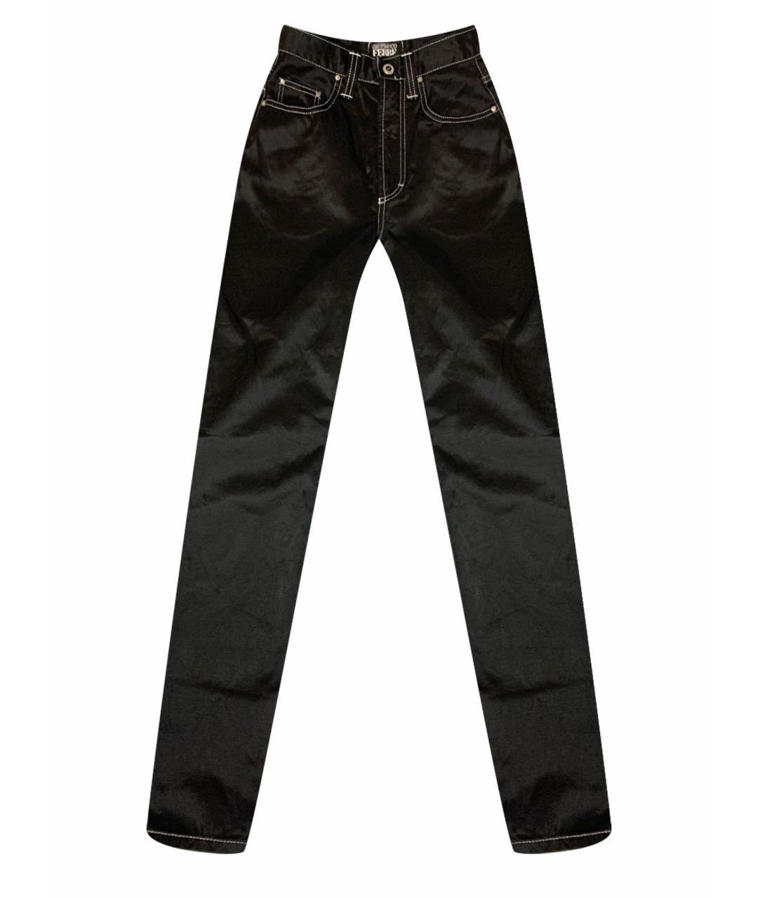 GIANFRANCO FERRE Черные хлопко-полиэстеровые джинсы слим, фото 1
