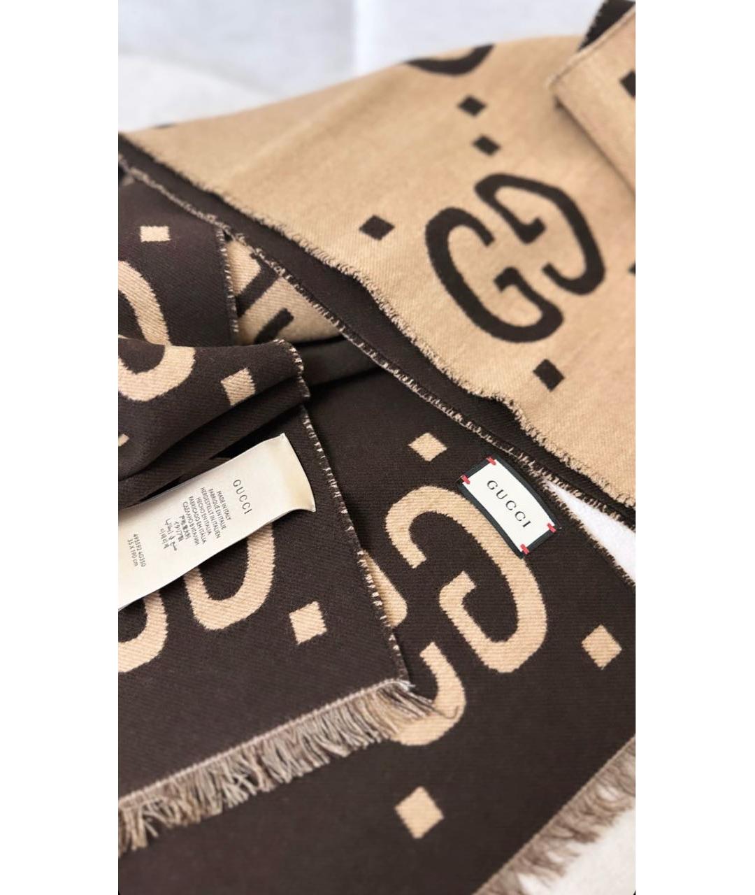 GUCCI Бежевый шарф, фото 3