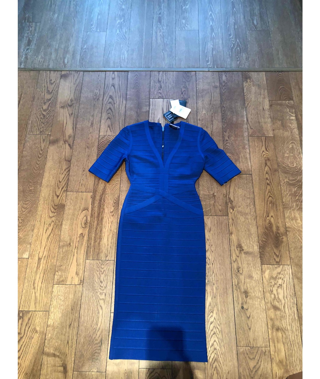 HERVE LEGER Синее вискозное коктейльное платье, фото 5