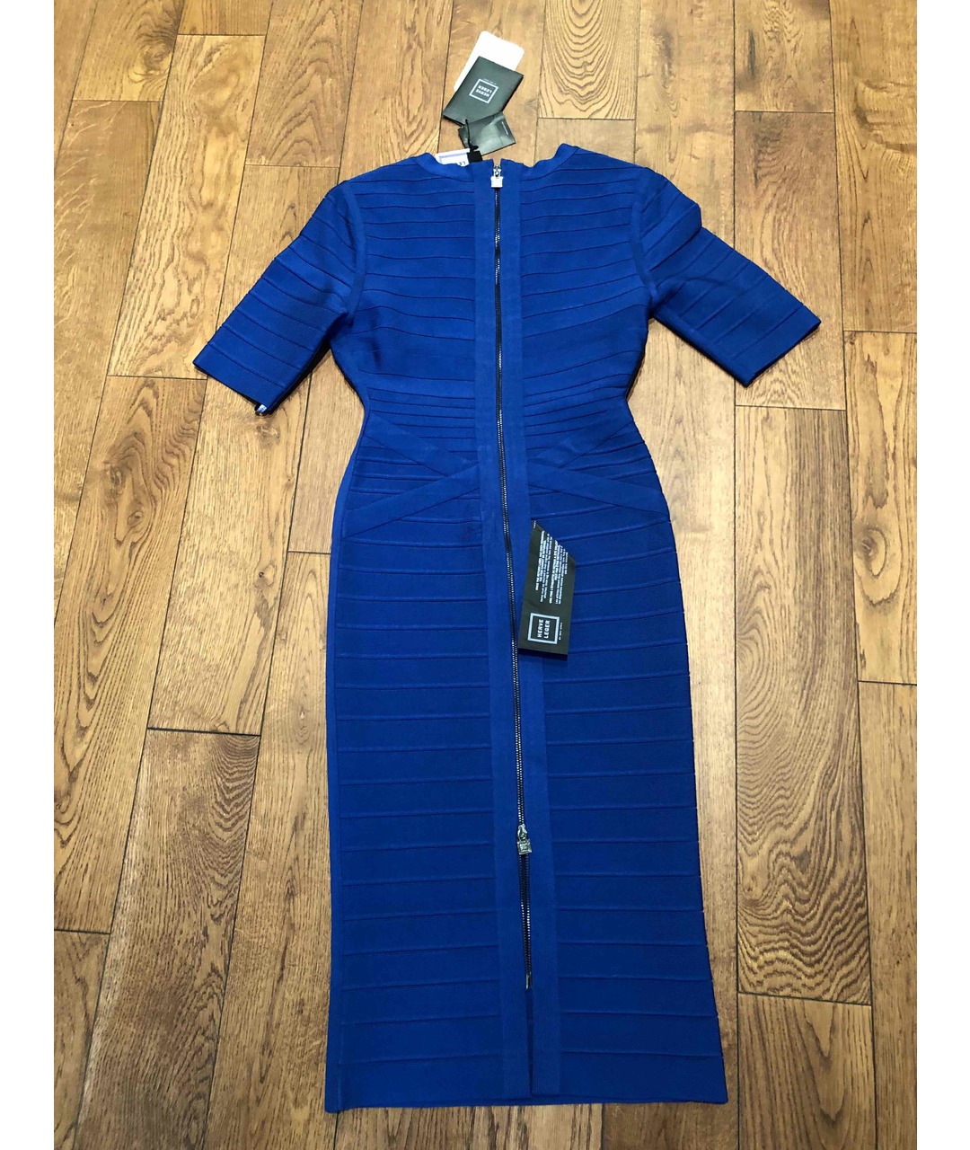 HERVE LEGER Синее вискозное коктейльное платье, фото 2