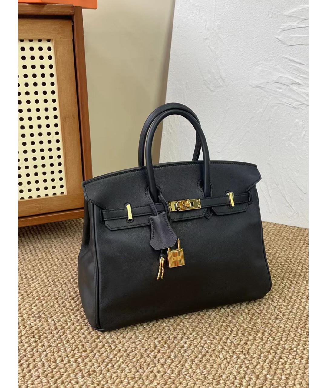 HERMES Черная кожаная сумка с короткими ручками, фото 3