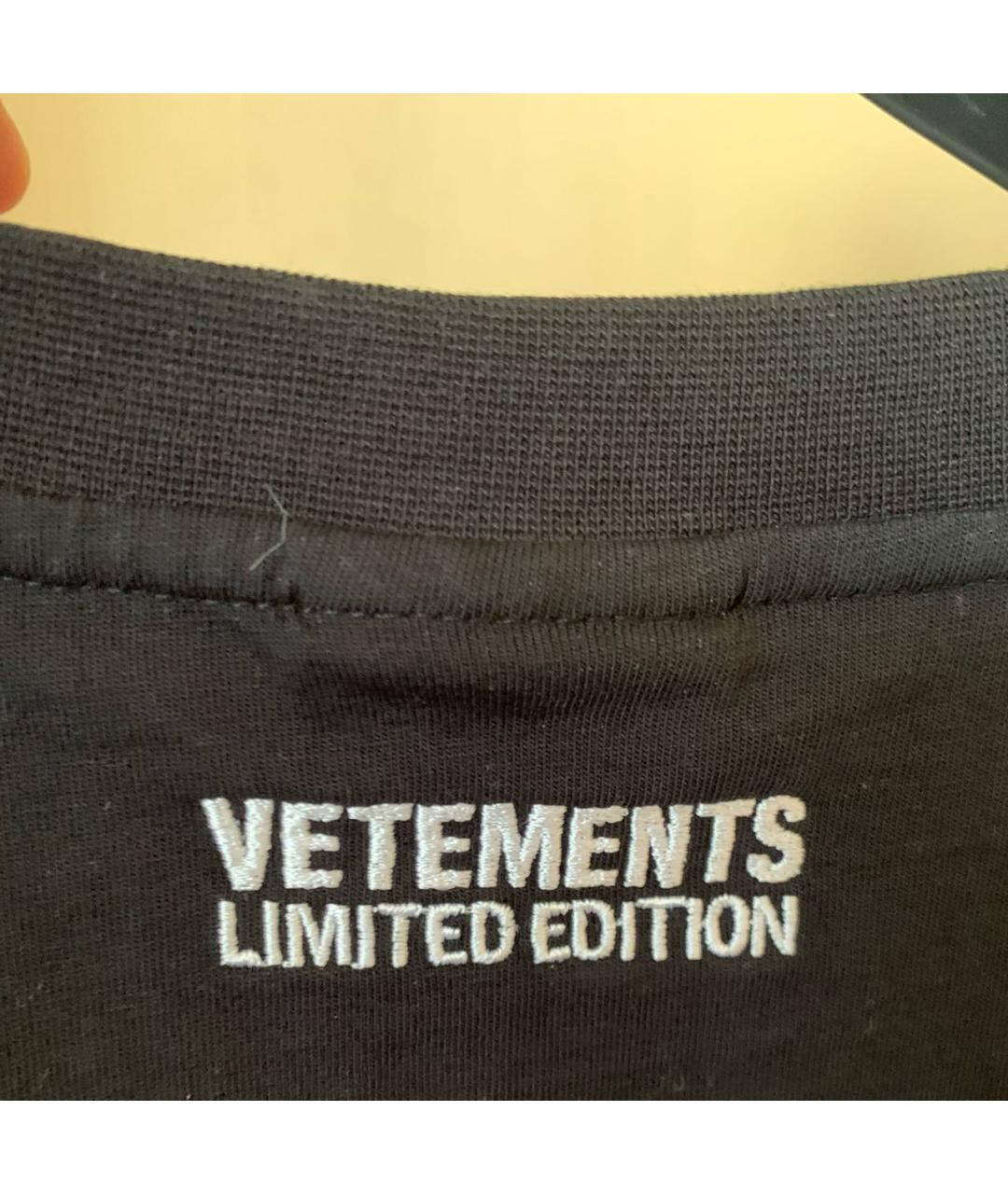VETEMENTS Черная хлопковая футболка, фото 3