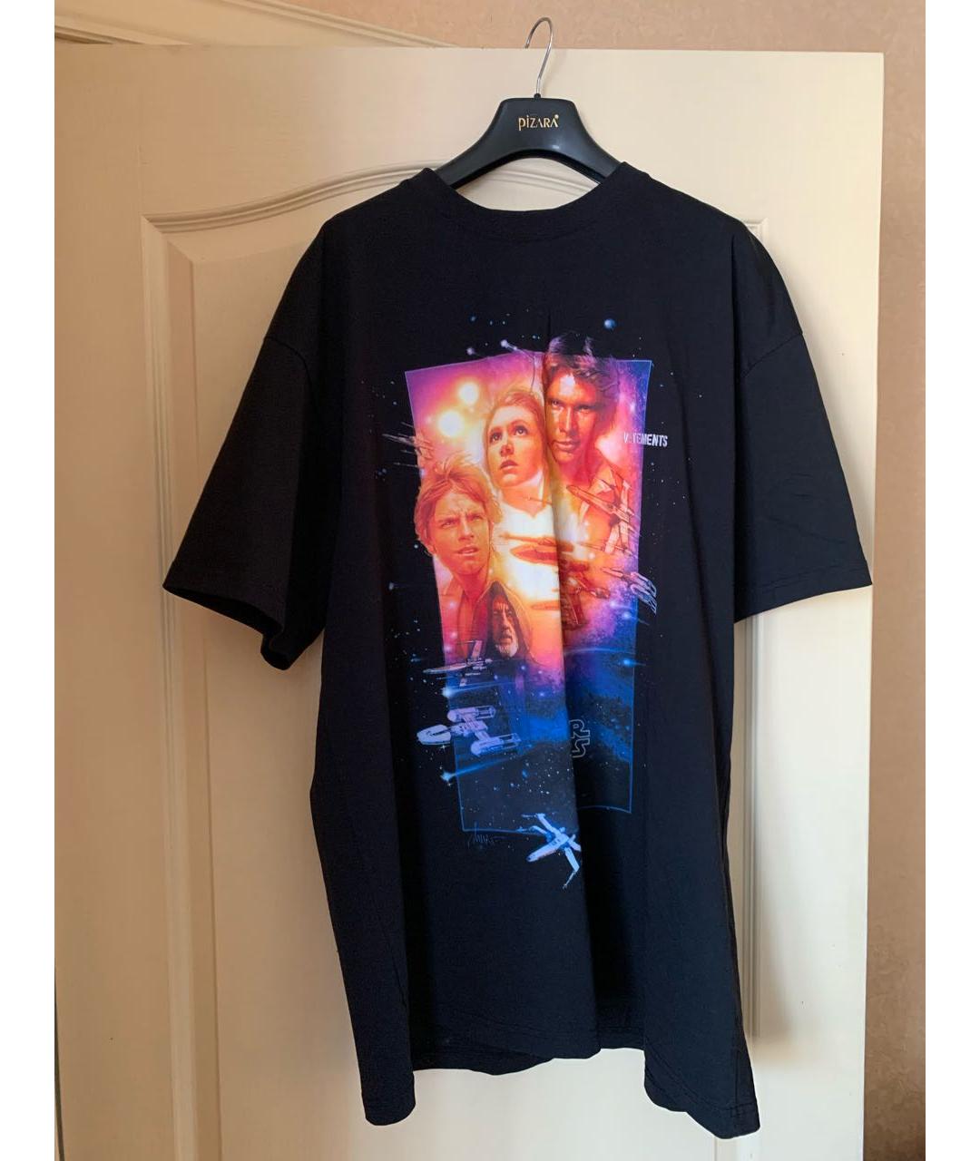 VETEMENTS Черная хлопковая футболка, фото 2