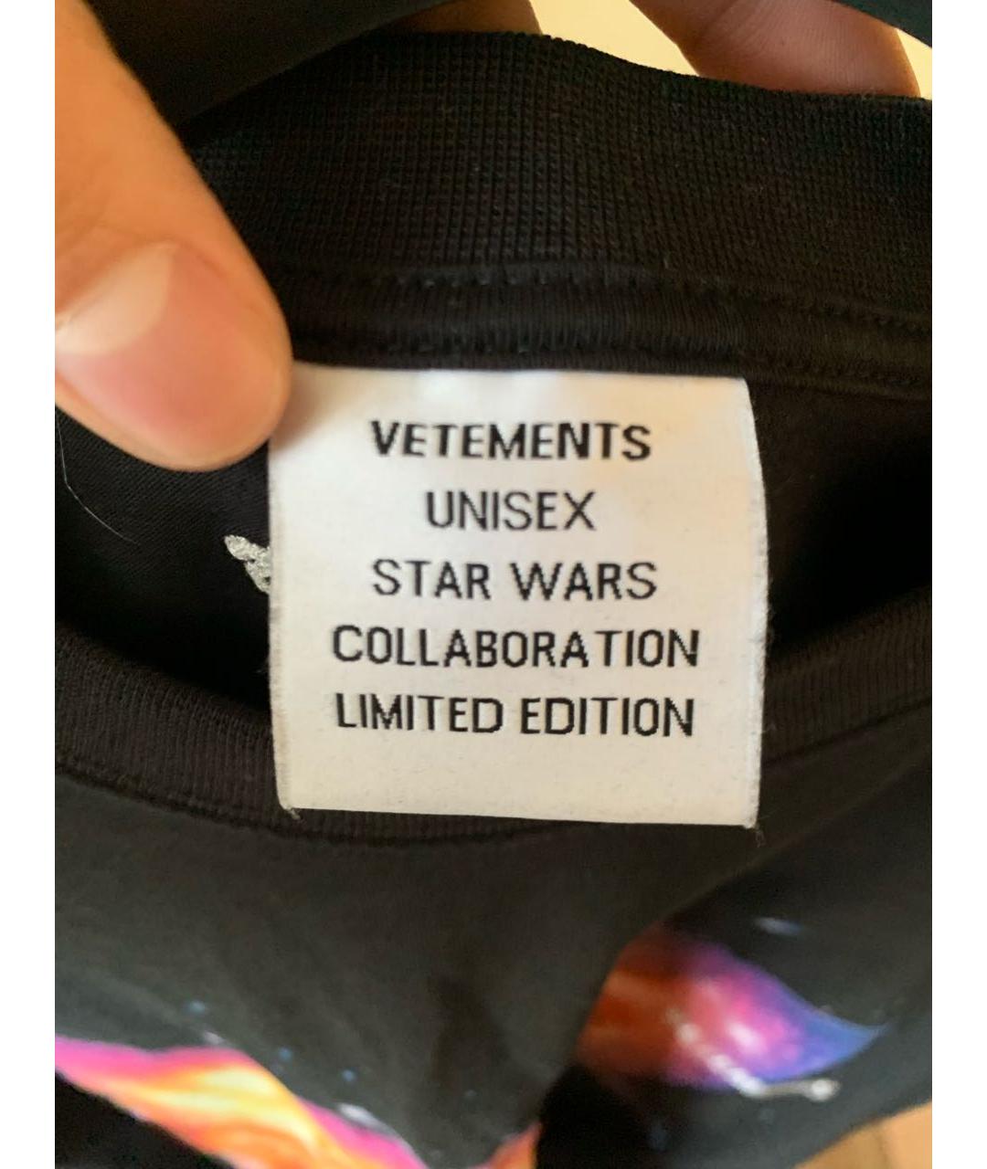 VETEMENTS Черная хлопковая футболка, фото 4