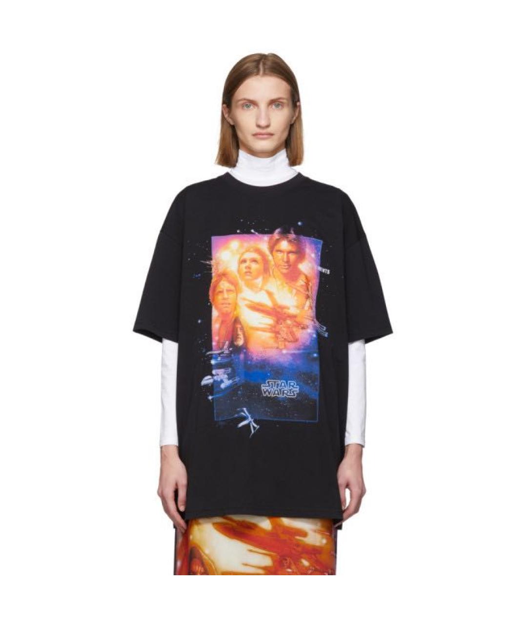 VETEMENTS Черная хлопковая футболка, фото 5
