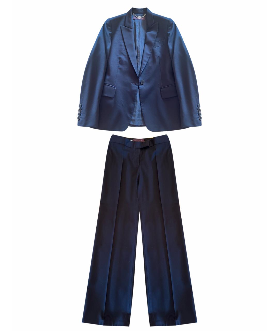 STELLA MCCARTNEY Темно-синий шерстяной костюм с брюками, фото 1