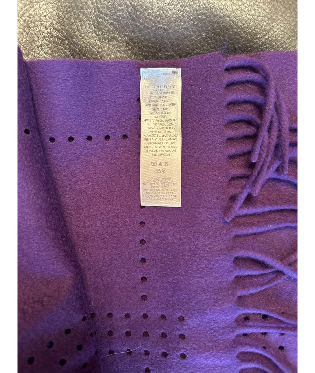 BURBERRY Фиолетовый кашемировый шарф, фото 3