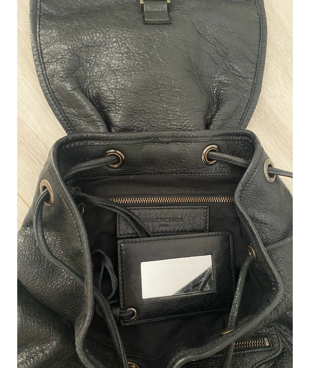 BALENCIAGA Черный кожаный рюкзак, фото 4