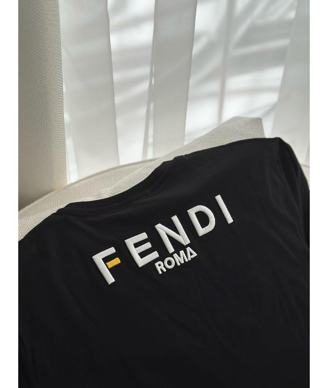 FENDI Черная хлопковая футболка, фото 5