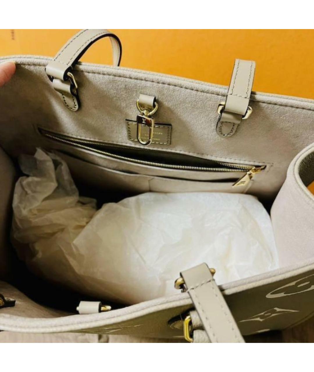 LOUIS VUITTON Серая кожаная сумка тоут, фото 4