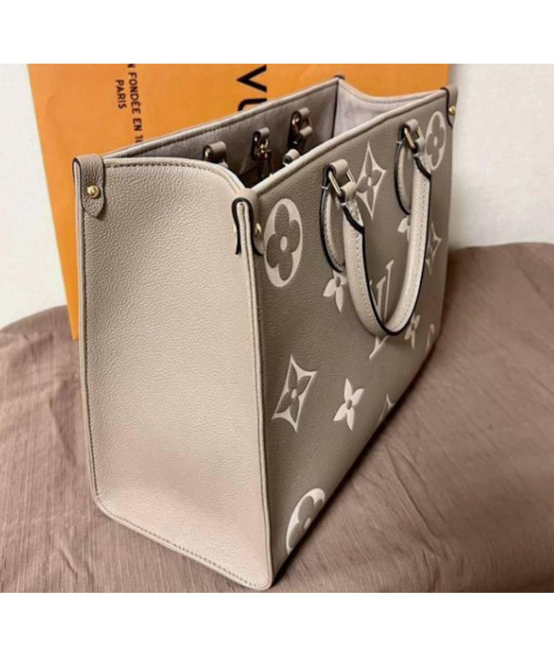 LOUIS VUITTON Серая кожаная сумка тоут, фото 2