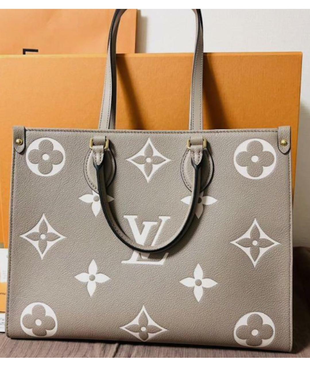 LOUIS VUITTON Серая кожаная сумка тоут, фото 3