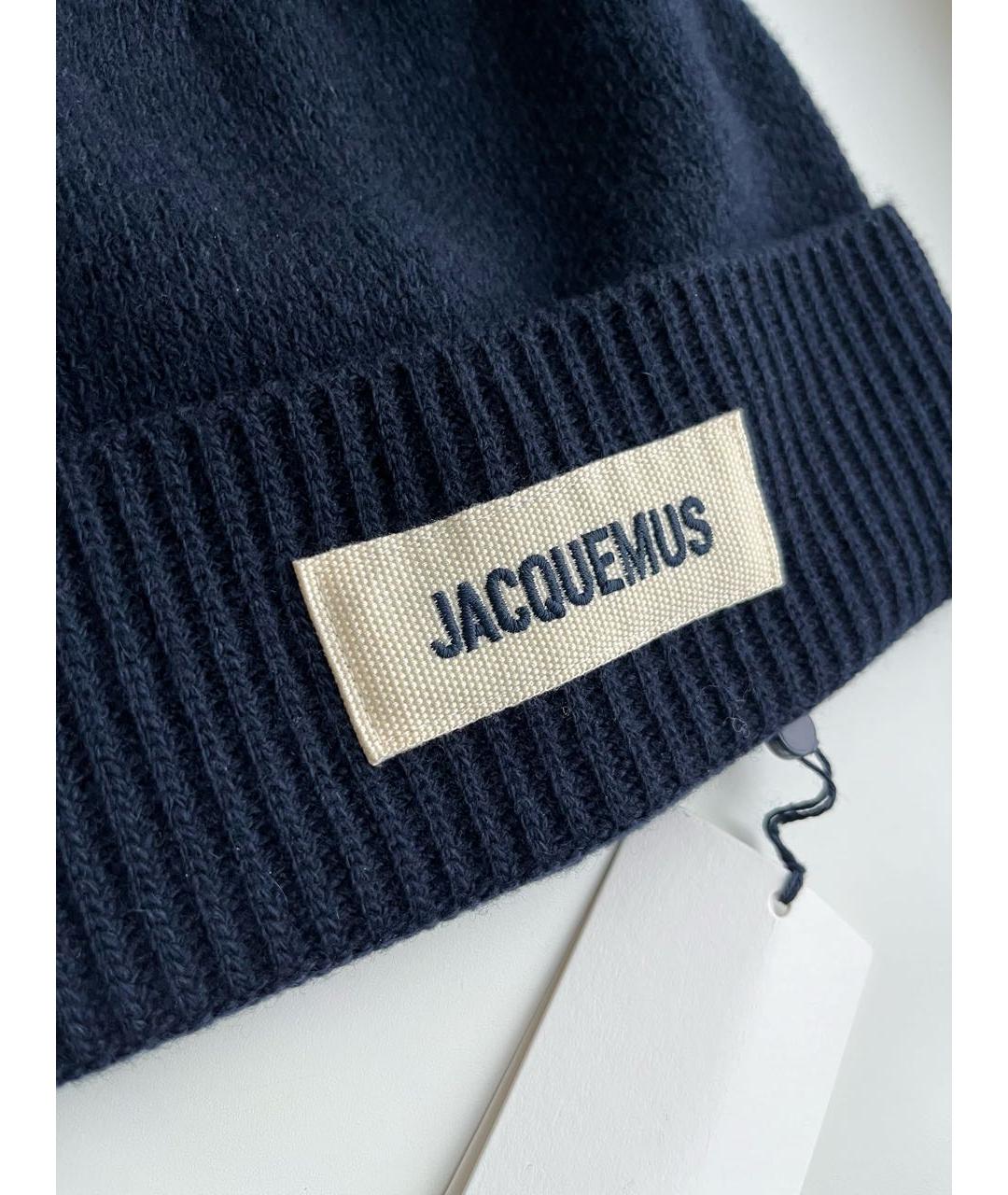 JACQUEMUS Темно-синяя шерстяная шапка, фото 4