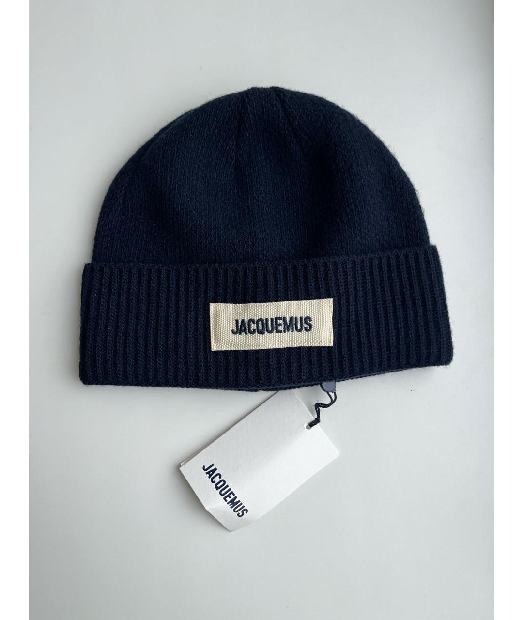 JACQUEMUS Темно-синяя шерстяная шапка, фото 2
