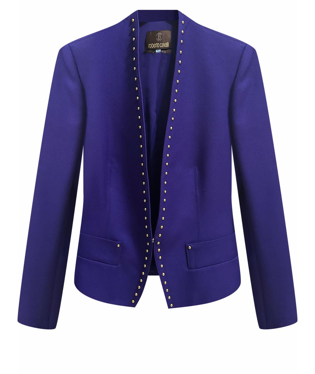 ROBERTO CAVALLI Фиолетовый шерстяной жакет/пиджак, фото 1