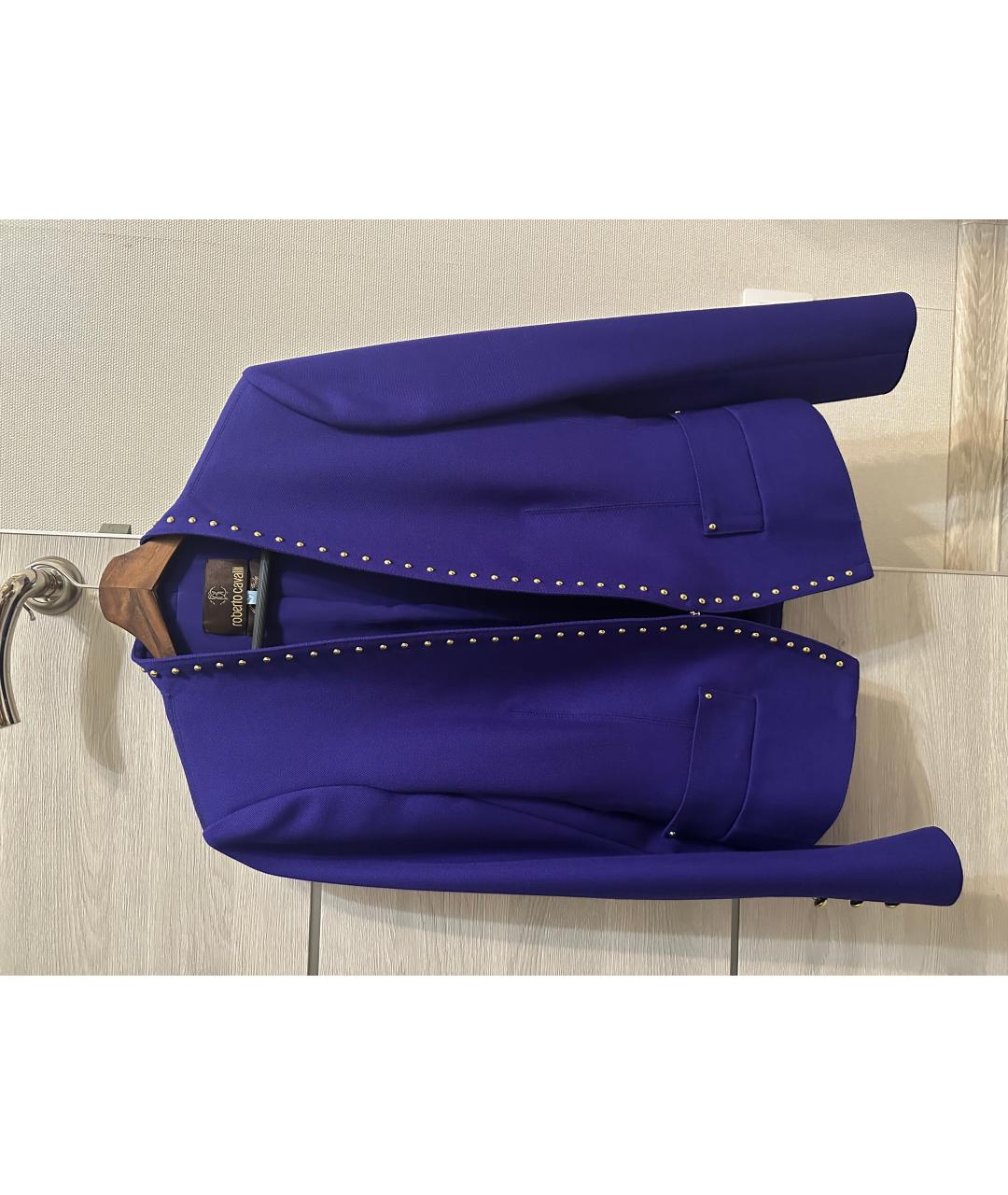 ROBERTO CAVALLI Фиолетовый шерстяной жакет/пиджак, фото 6