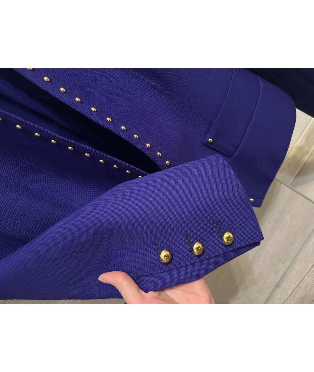 ROBERTO CAVALLI Фиолетовый шерстяной жакет/пиджак, фото 4