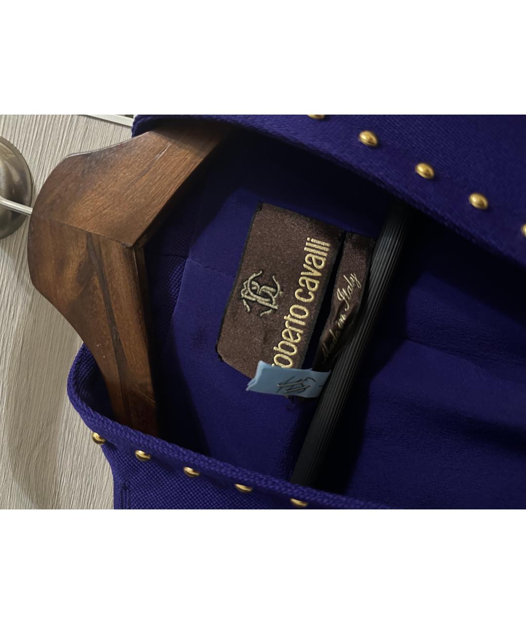 ROBERTO CAVALLI Фиолетовый шерстяной жакет/пиджак, фото 3