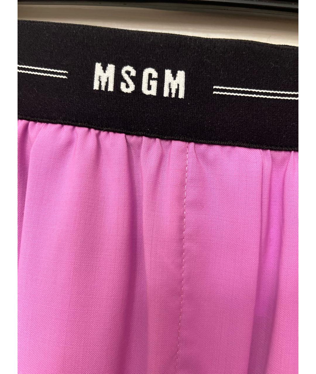 MSGM Розовые хлопковые прямые брюки, фото 3