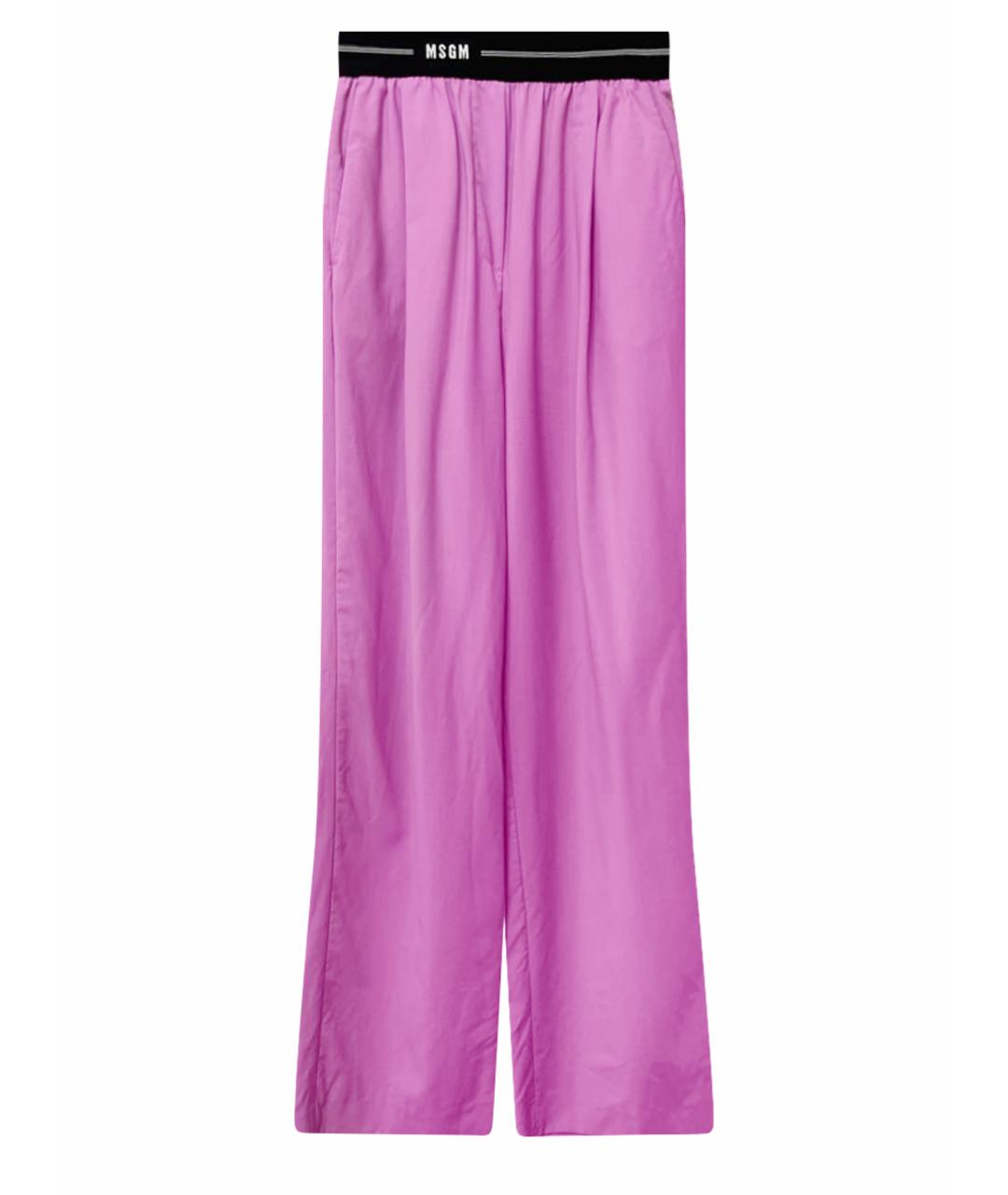 MSGM Розовые хлопковые прямые брюки, фото 1