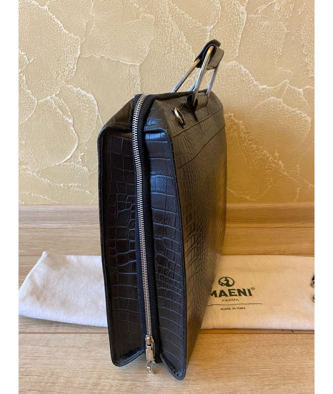 UOMO COLLEZIONI Черный портфель из экзотической кожи, фото 2