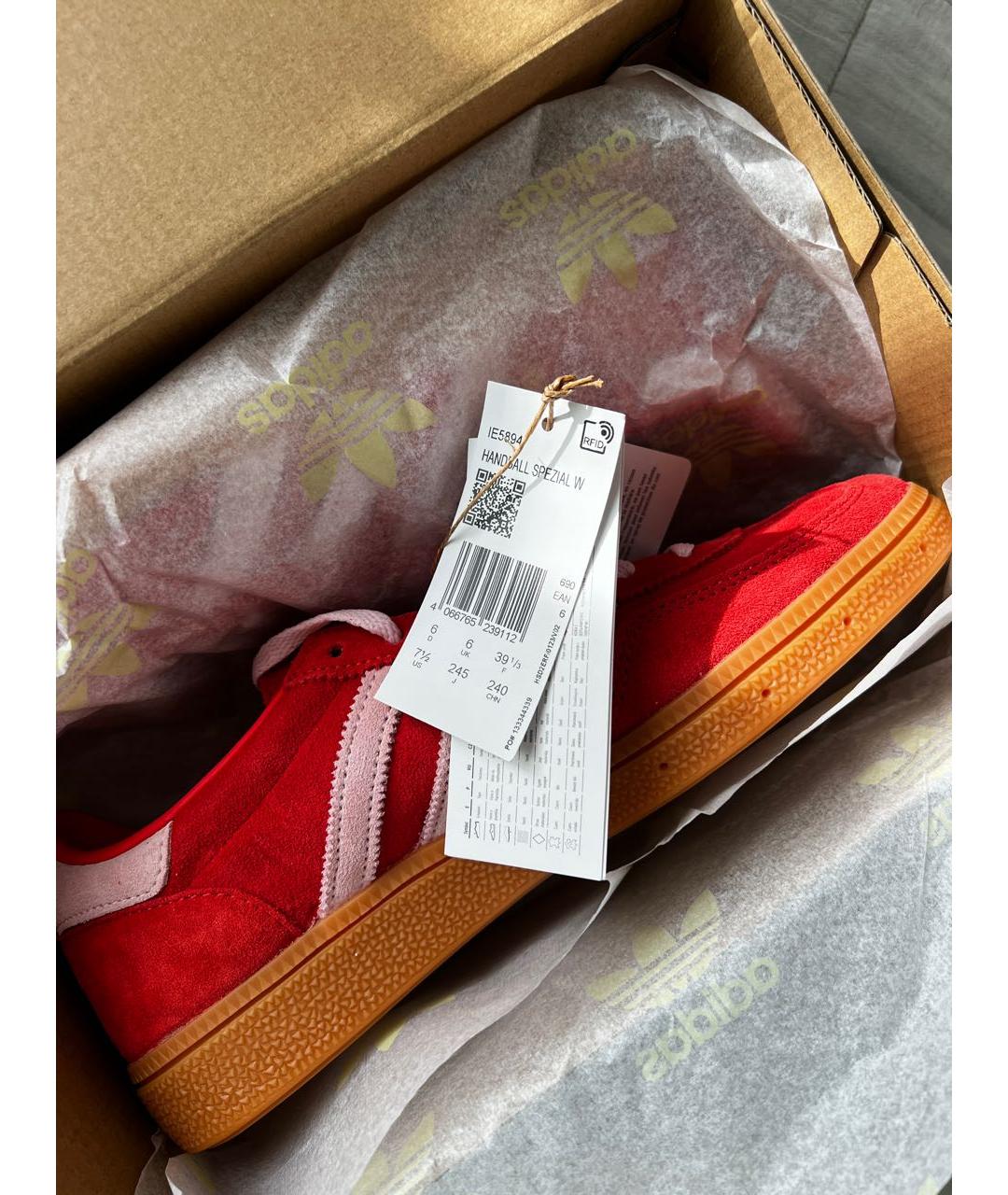 ADIDAS Красные замшевые кроссовки, фото 4