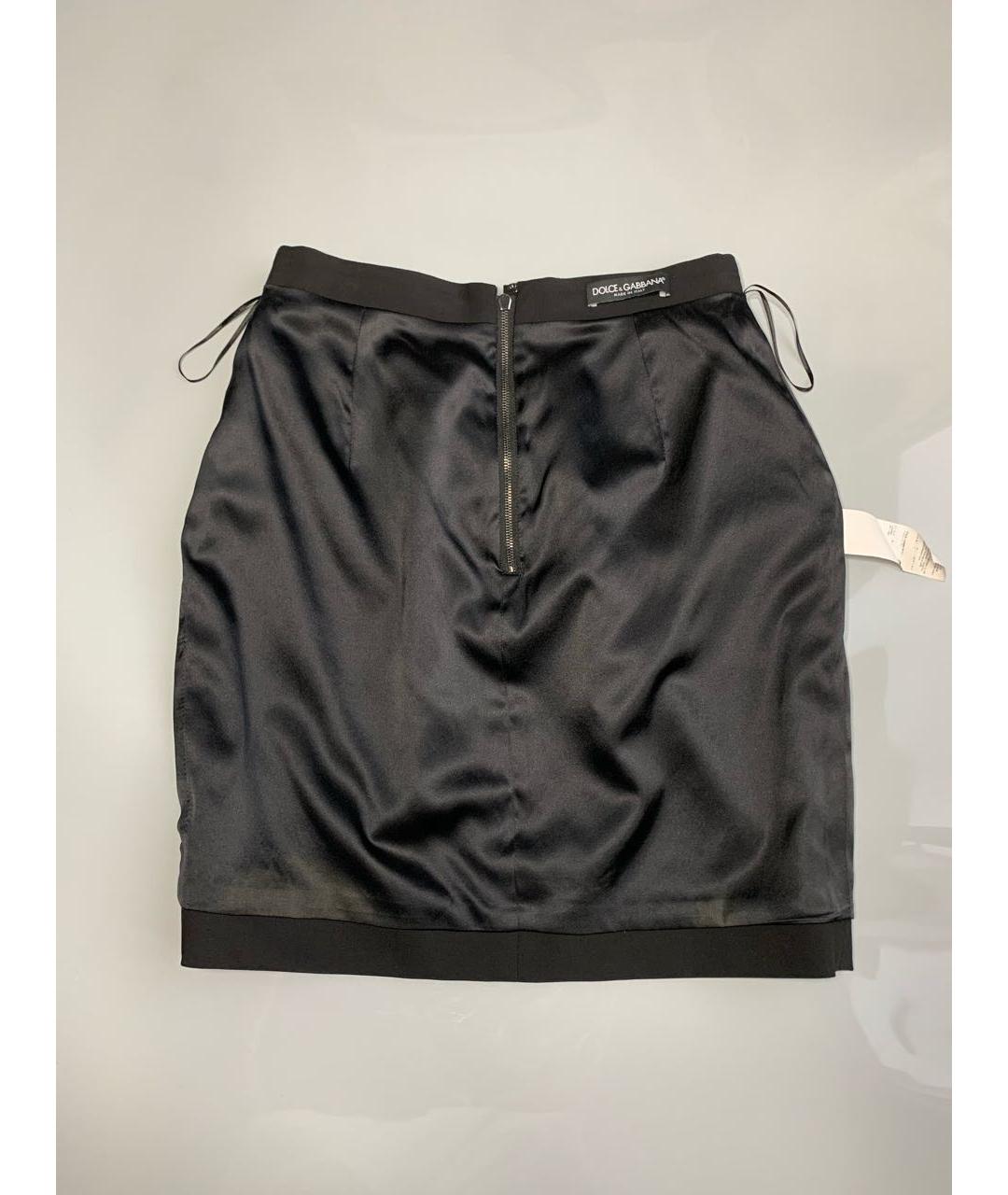 DOLCE&GABBANA Черная шелковая юбка мини, фото 5