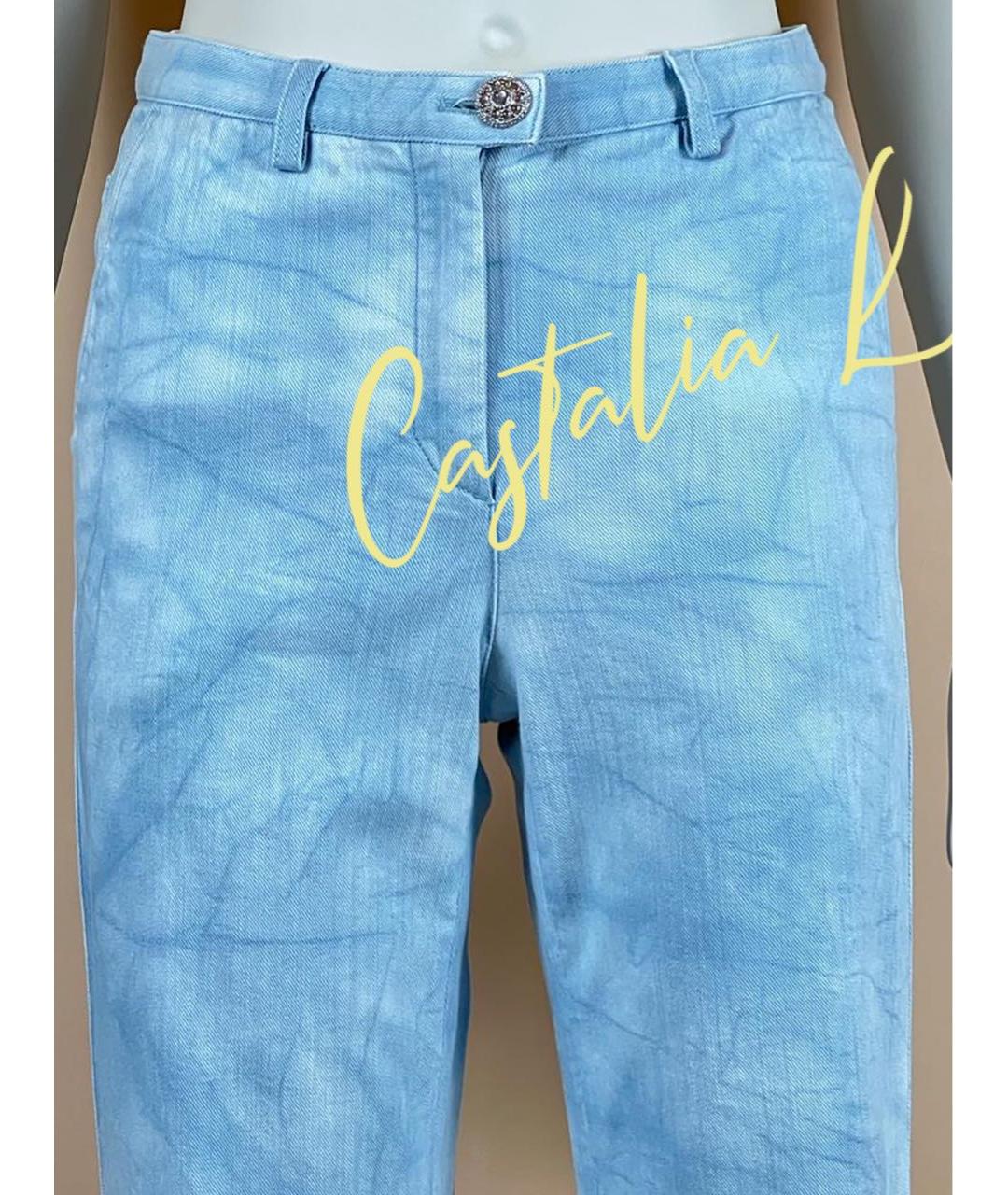CHANEL PRE-OWNED Голубые хлопковые джинсы клеш, фото 7