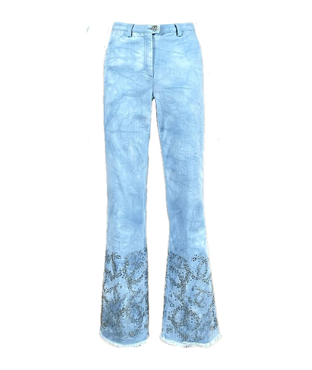 CHANEL PRE-OWNED Голубые хлопковые джинсы клеш, фото 1