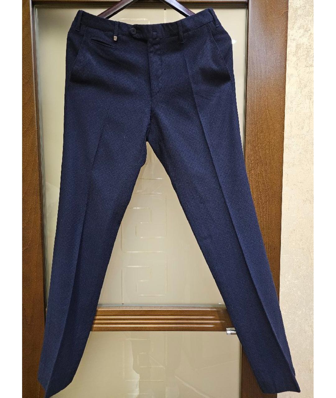 CORNELIANI Темно-синие шерстяные классические брюки, фото 9