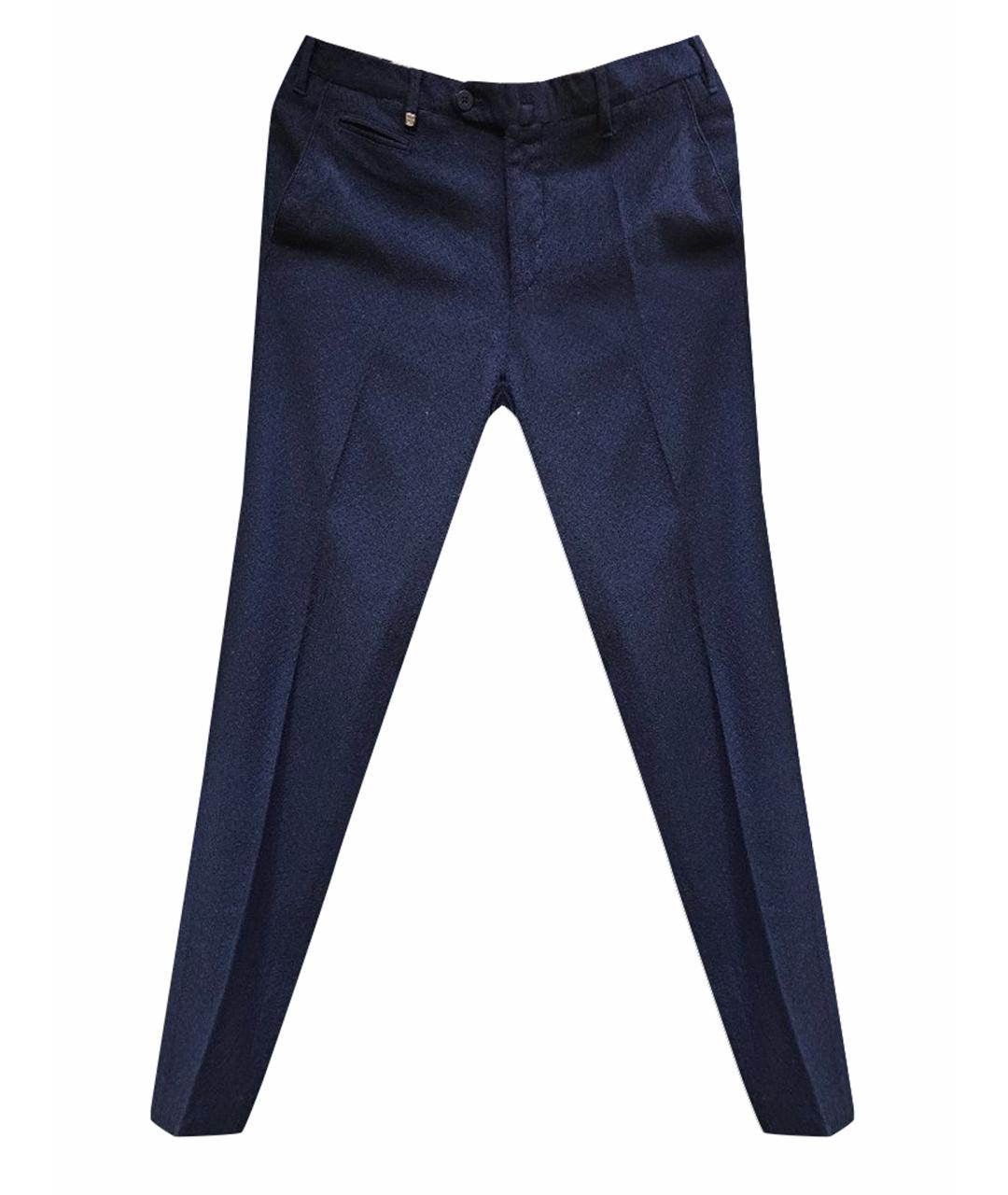 CORNELIANI Темно-синие шерстяные классические брюки, фото 1