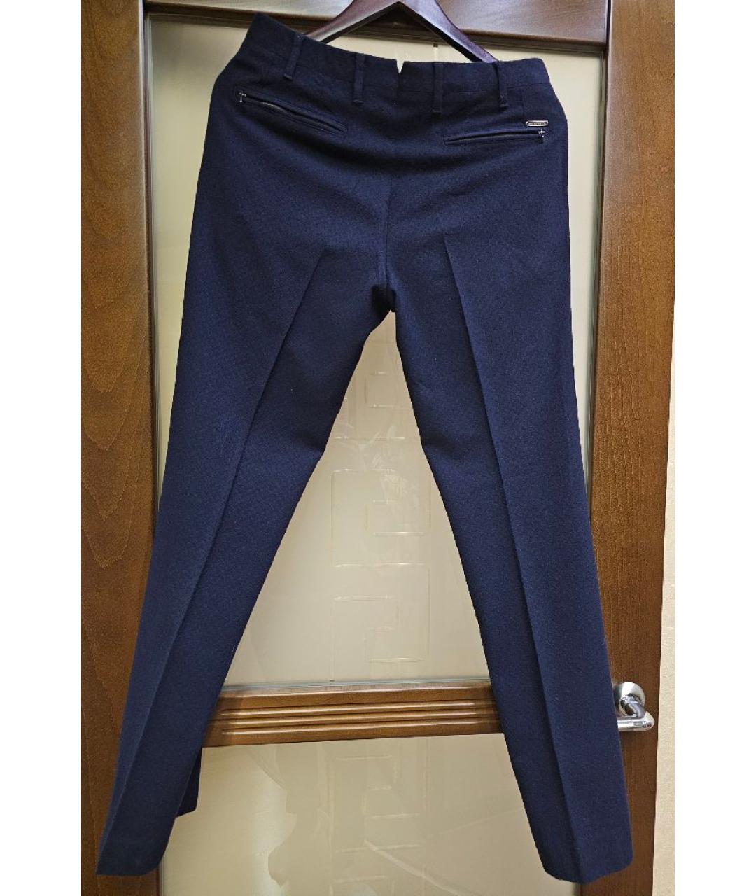 CORNELIANI Темно-синие шерстяные классические брюки, фото 2