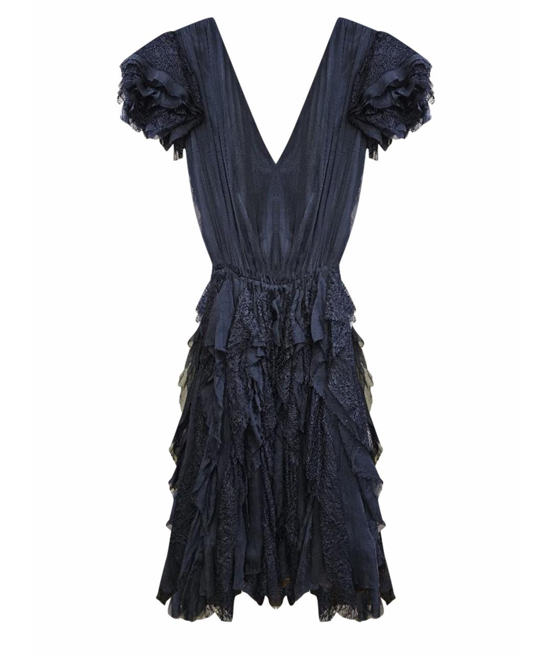 ELISABETTA FRANCHI Черное шелковое коктейльное платье, фото 1