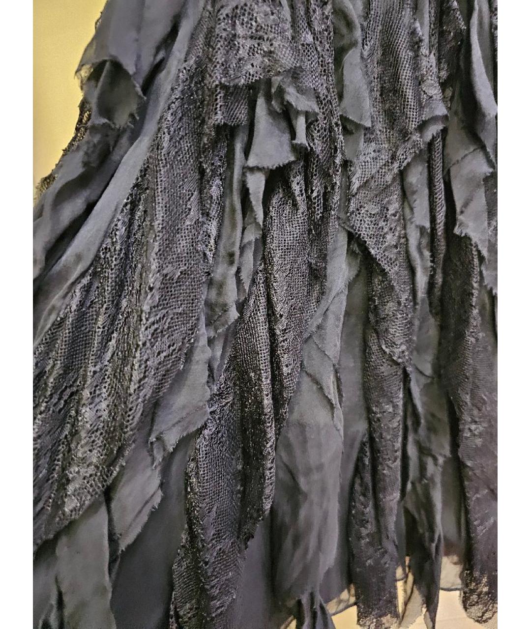 ELISABETTA FRANCHI Черное шелковое коктейльное платье, фото 5
