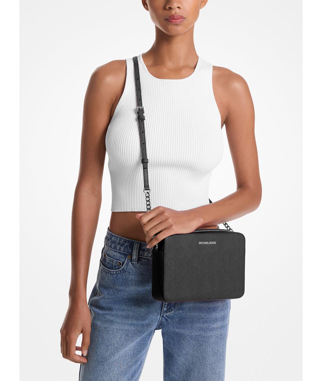 MICHAEL KORS Черная кожаная сумка через плечо, фото 4