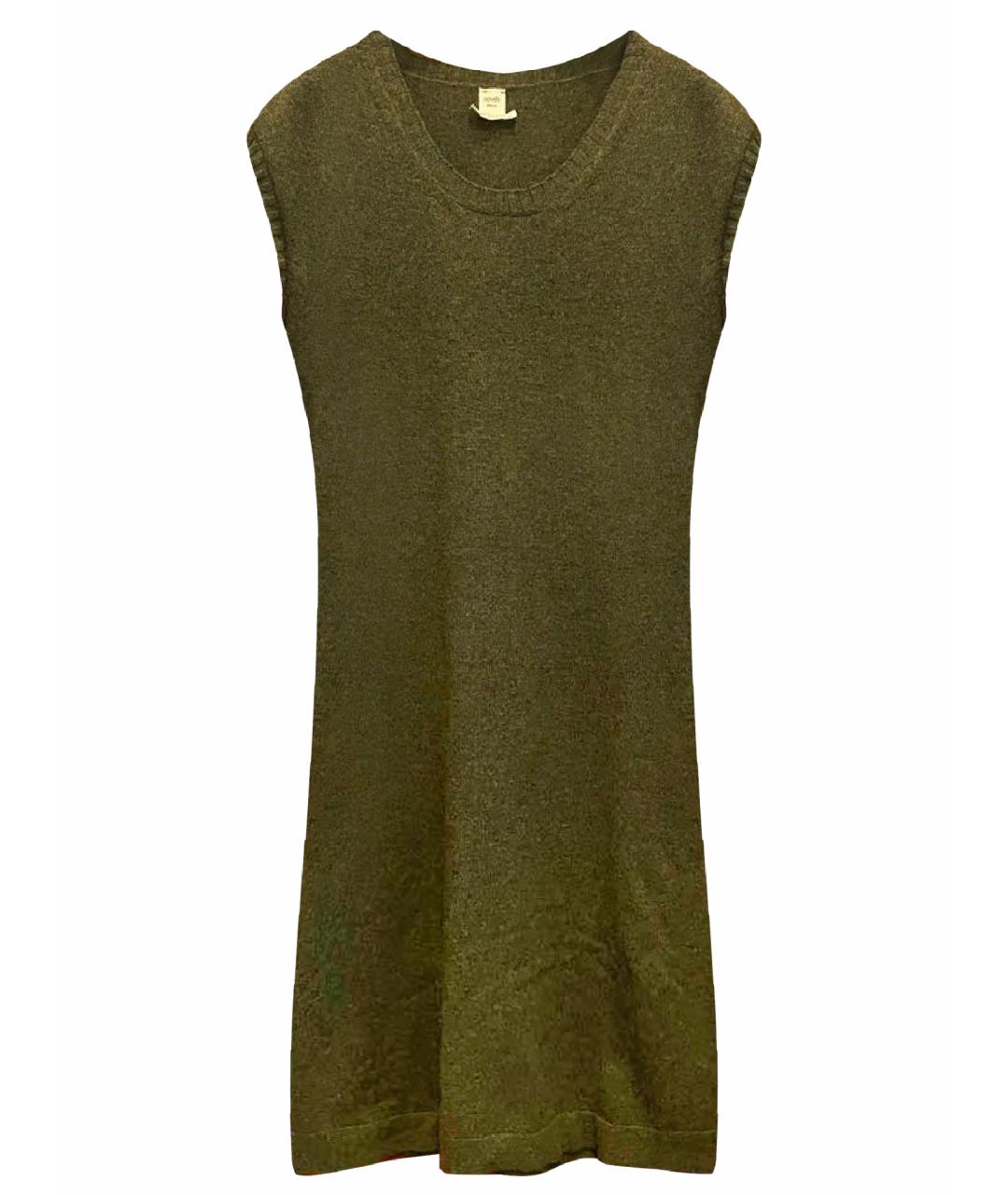 HERMES Зеленые кашемировое повседневное платье, фото 1